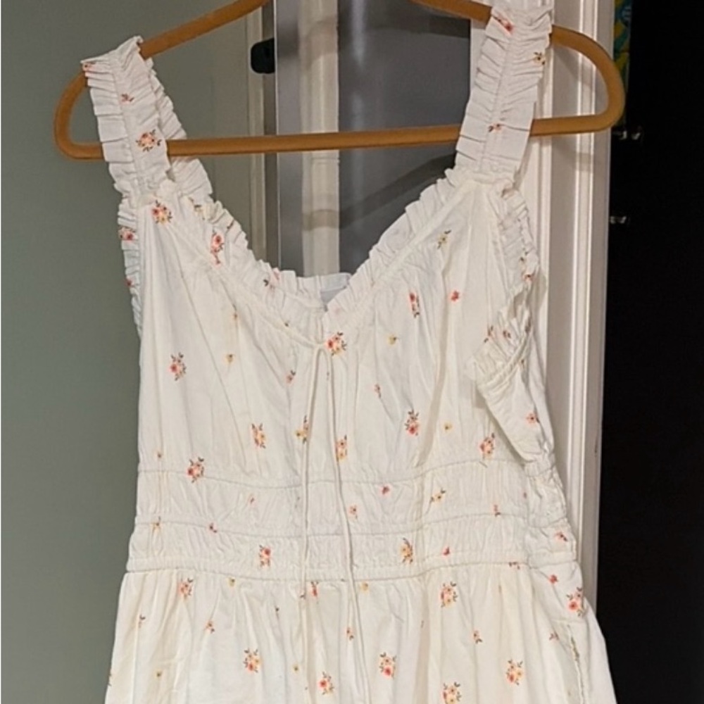 Old Navy White Maxi Dress with Small Pink Floral Print